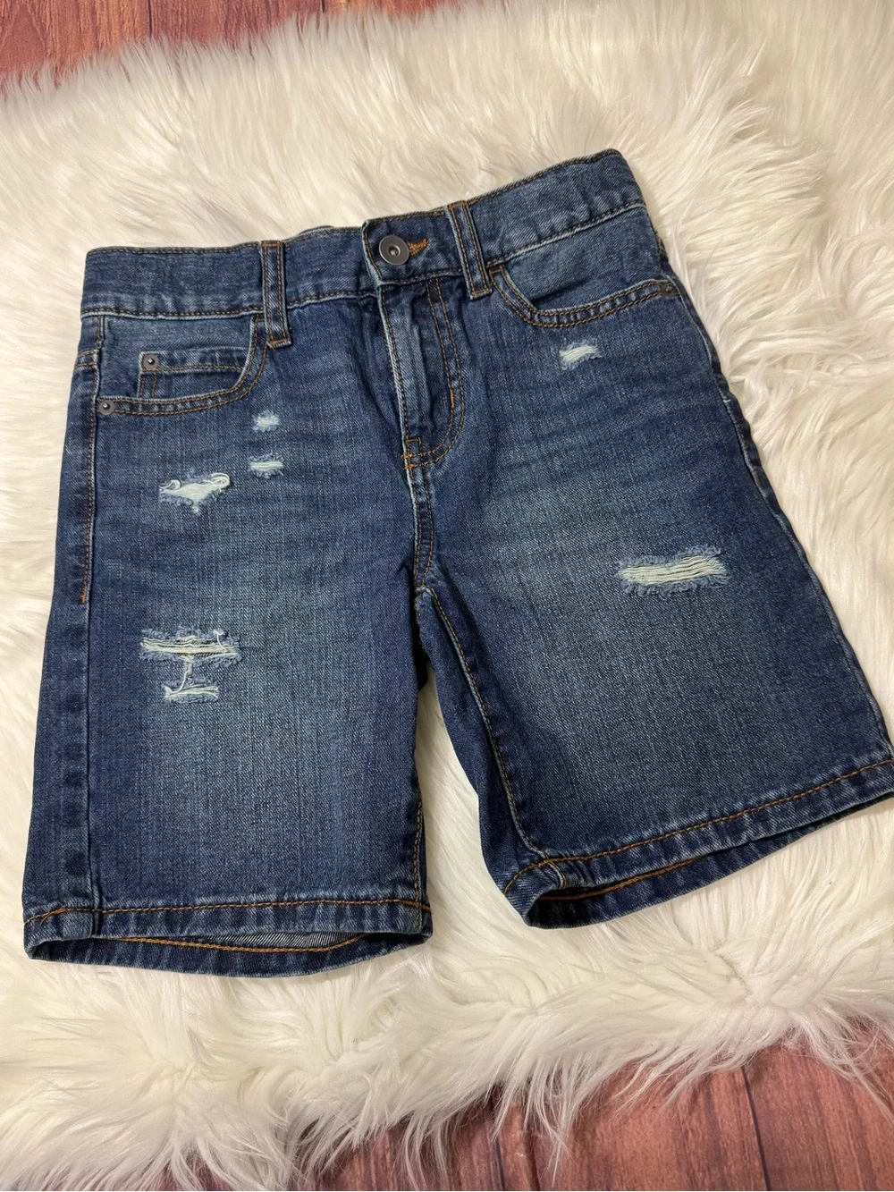 The Children’s Place Distressed Denim Shorts in Medium Wash - Boys Size 8